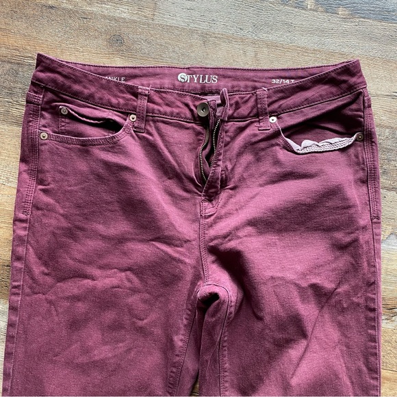 Stylus Skinny Ankle Pants Maroon - Picture 10 of 12